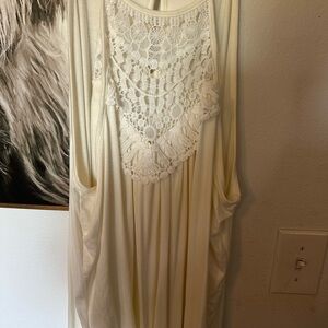 Elegant Cream Lace-Trimmed Dress
